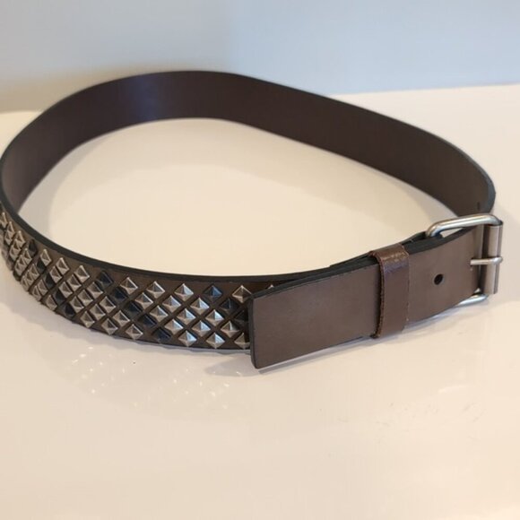 Kenneth Cole Studded Italian Leather Belt Mens Womens Unisex Wide 36/90 - Picture 8 of 16